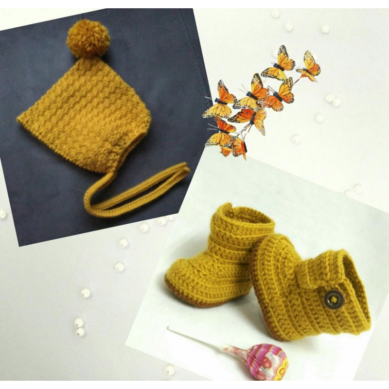 Conjunto Merino con Capucha Mostaza
