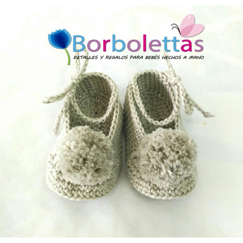 Bailarinas Pompón Gris Perla