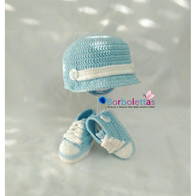 Conjunto de Gorrita y Zapatillas Deportivas Azul Celeste