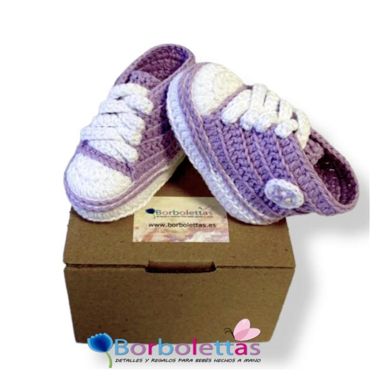 Patucos para Bebé Estilo Deportivo Lila