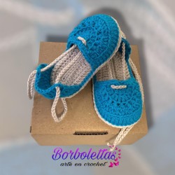 Alpargatas Azul Turquesa y Camel